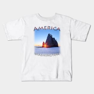 America - Washington - Rialto Beach sunset Kids T-Shirt